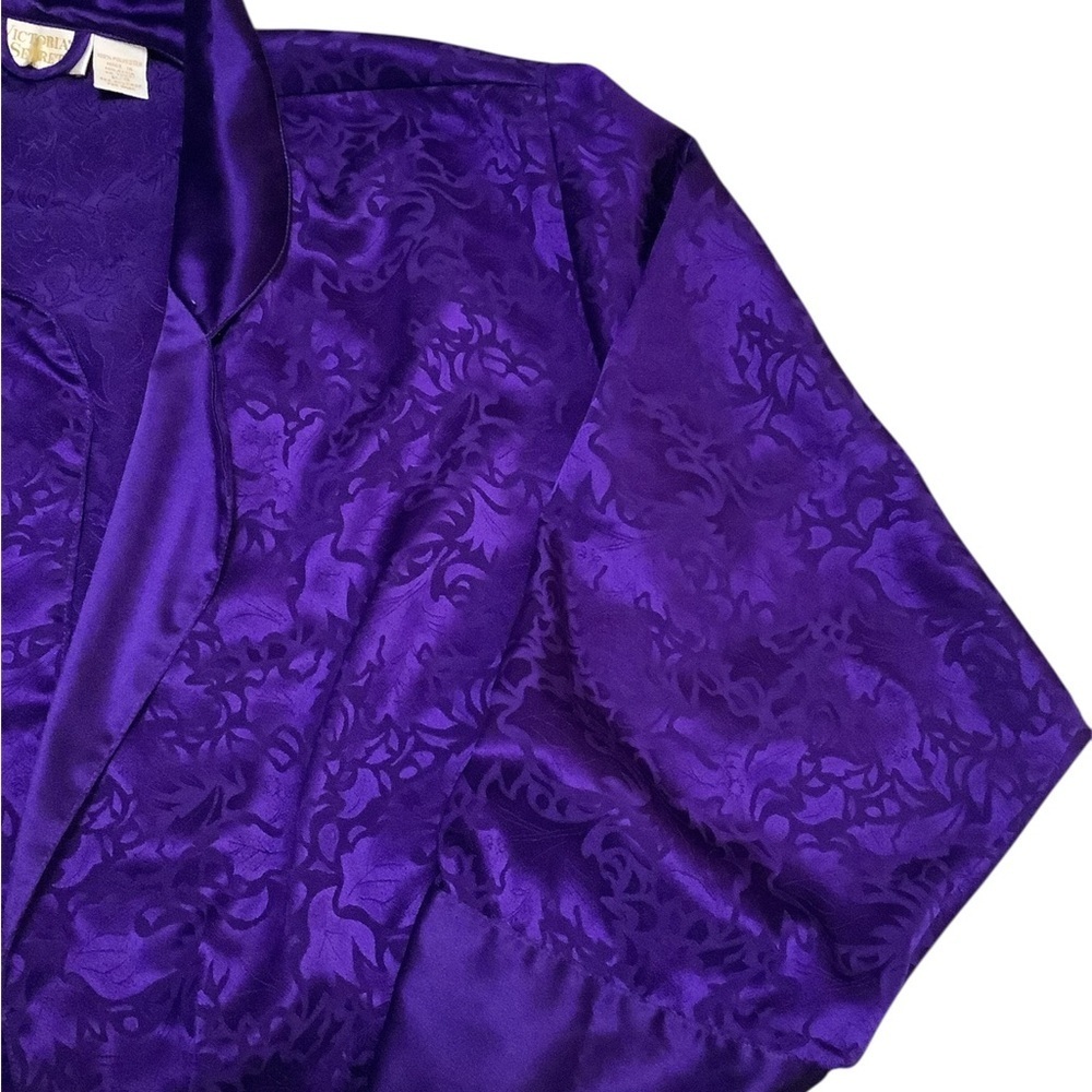 Vintage Victoria secret gold label Elegant Purple Satin glam robe - Picture 3 of 5